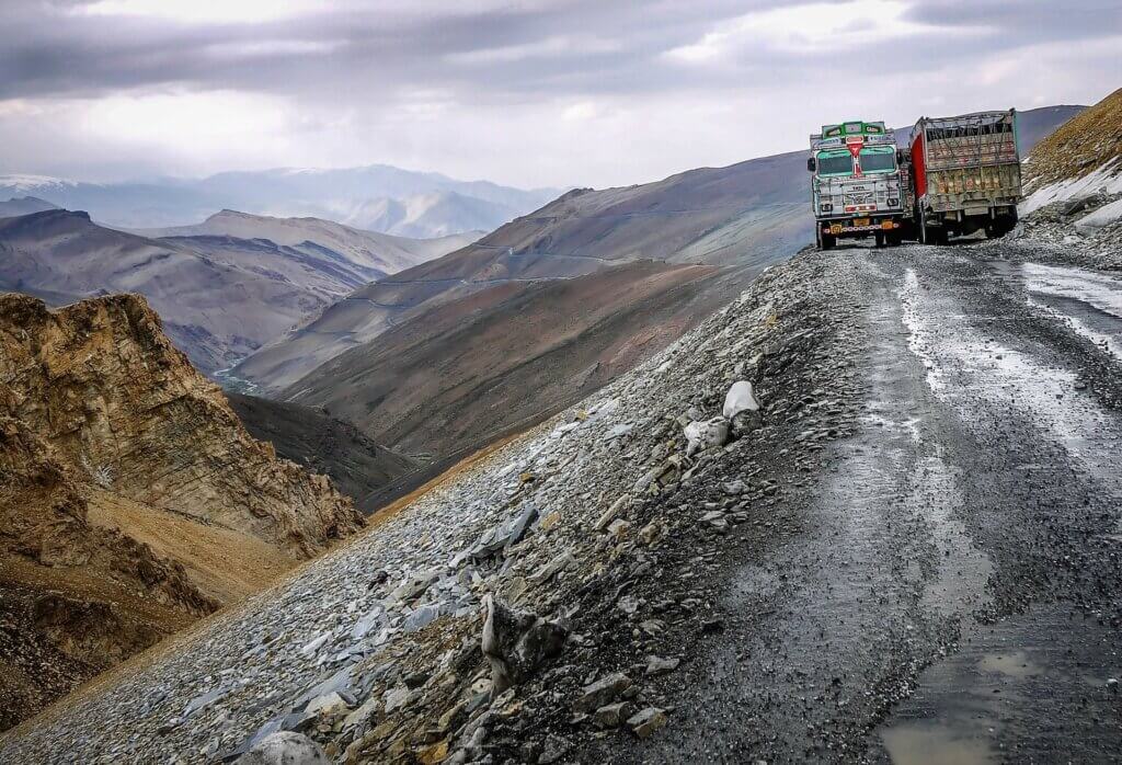 Dangerous road in India